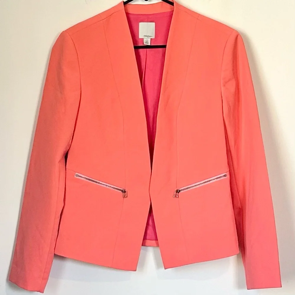 Halogen Vibrant Coral Open Front Blazer - Size: Small